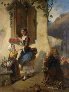 La Festa Ad Un' Immagine Di Maria Vergine In Campo Aperto Nella Brianza by Giuseppe Molteni