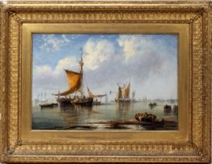 Harbor Landscape With Figures by Francis Moltino