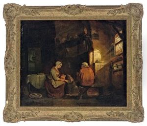 A Boy Sleeping On His Mother's Lap by Petrus Marius Molyn