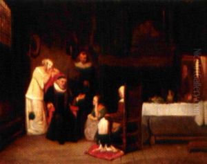Scene D'intereiur Au Xviie Siecle by Petrus Marius Molyn