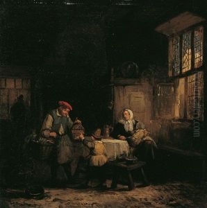 Interieur Mit Einer Familie Am Esstisch