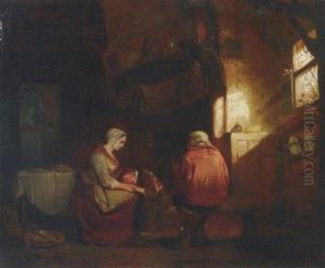 A Dutch Family In An Interior by Petrus Marius Molyn