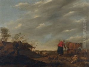 Landscape With A Milkmaid by Hendrick Mommers