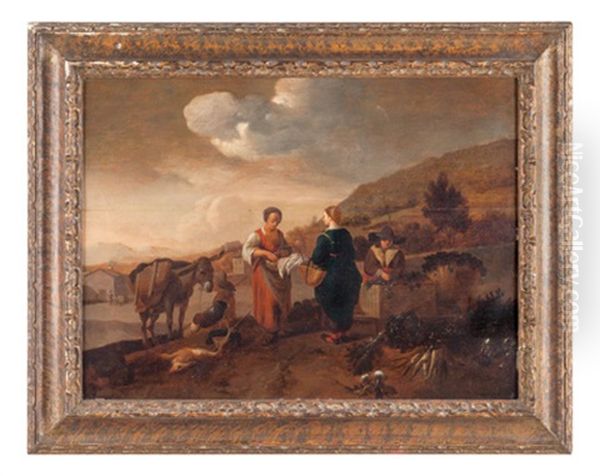 Paesaggio Con Scena Di Mercato - view 1