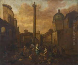 View Of A Roman Market by Hendrick Mommers