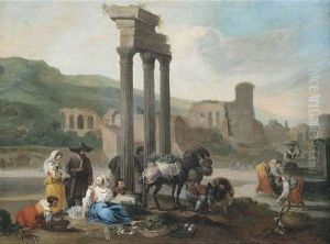 Marktfrauen Vor Romischen Ruinen by Hendrick Mommers