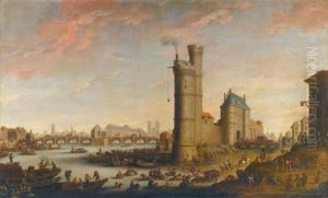 Paris, A View Of The Tour De Nesle, The Pont Neuf And The Ile De La Cite, With Notre Dame In The Background by Hendrick Mommers