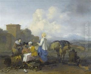 Mediterrane Landschaft Mit Bauernszene (+ Another, Similar; Pair) by Hendrick Mommers