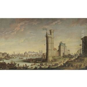 View Of The Tour De Nesle, The Pont Neuf And The Ile De La Cite, With Notre Dame In The Background, Paris by Hendrick Mommers