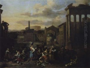 Marktszene Vor Romischen Ruinen by Hendrick Mommers