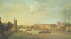 Vue Du Louvre Depuis Le Pont Neuf Avec La Tour De Nesle