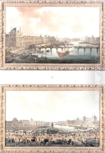Vue Du Pavillon De Flore De La Facade Sud Du Palais Du Louvre Avec L'ile De La Cite En Arriere-plan - view 1