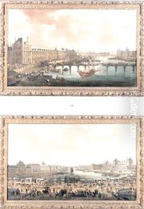 Vue Du Pavillon De Flore De La Facade Sud Du Palais Du Louvre Avec L'ile De La Cite En Arriere-plan by Hendrick Mommers