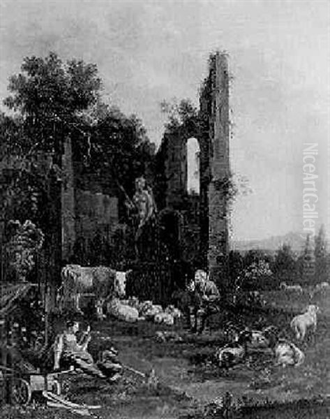 Le Repos Des Bergers Pres De Ruines Romaines - view 1