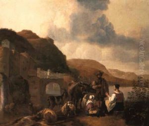 An Italianate Coastal Landscape With Neatherds And Their Animals An Italianate Coastal Landscape With Neatherds And Their Animals