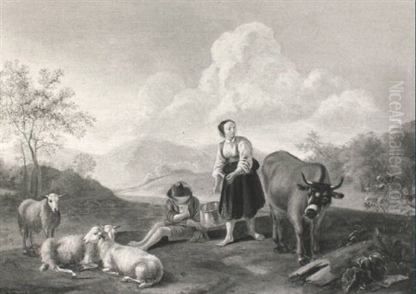 A Peasant And Milkmaid In An Italianate Landscape - view 1