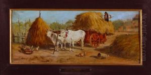 Paesaggio Di Campagna Con Carro Di Buoi by Luigi Bianchi