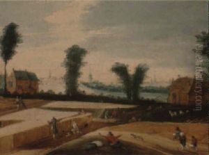 Landscape With Farmers Tending To Their Fields by Joos de Momper the Elder