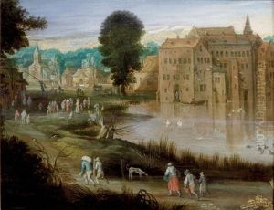 Promeneurs Pres D'un Plan D'eau by Philips de Momper the Elder