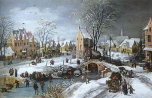 Vue De Village Anime En Hiver by Philips de Momper the Elder