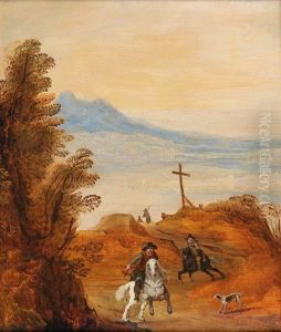 A Landscape With Horsemen by Joos de Momper the Younger