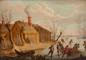 Figures Skating On A Frozen River
