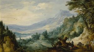 Mountain Landscape With Woodcutters by Joos de Momper the Younger