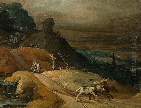 Raid On A Horse-drawn Carriage In The Mountains - view 1