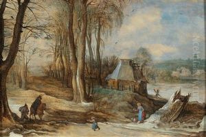 A Winter Landscape With A Horseman Returning Home by Joos de Momper the Younger