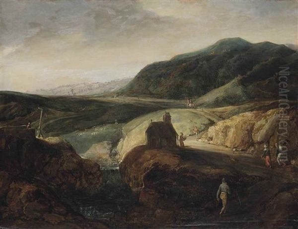 A Mountainous Landscape With Travellers And Shepherds - view 1