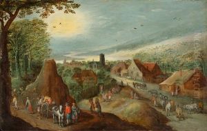 Landscape With View Of A Village by Joos de Momper the Younger