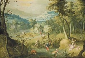 A Mountainous River Landscape With Tyro Exposing Her Sons To The Wilderness by Joos de Momper the Younger