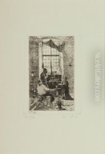 Interno Con Figure by Mose Bianchi