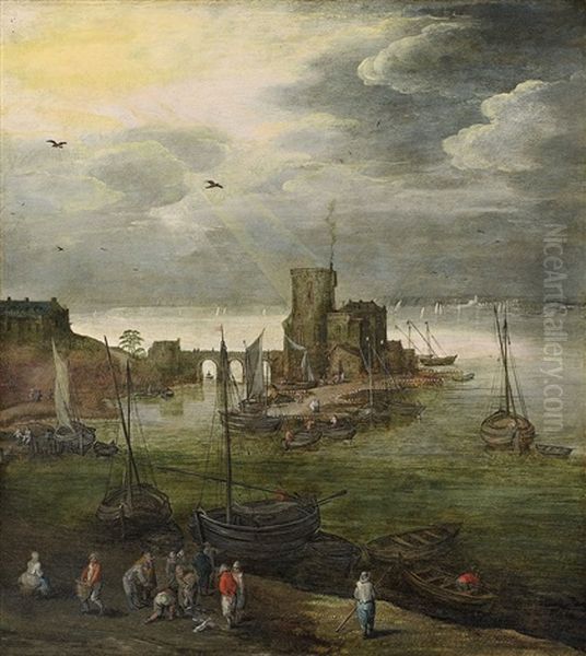 Hafenansicht Mit Fischern - view 1