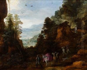 Personnages Sur Un Chemin Dans Un Paysage De Montagne by Joos de Momper the Younger