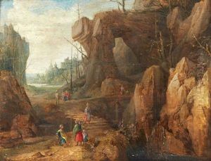 Paysage De Falaises Animees De Personnages by Joos de Momper the Younger