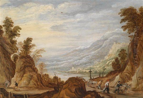 Weite Gebirgslandschaft Mit Reisenden - view 1