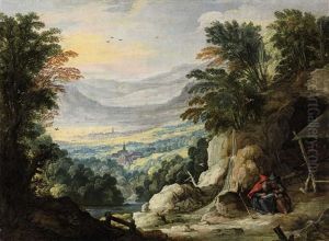 A Mountainous Landscape With Two Hermits by Joos de Momper the Younger