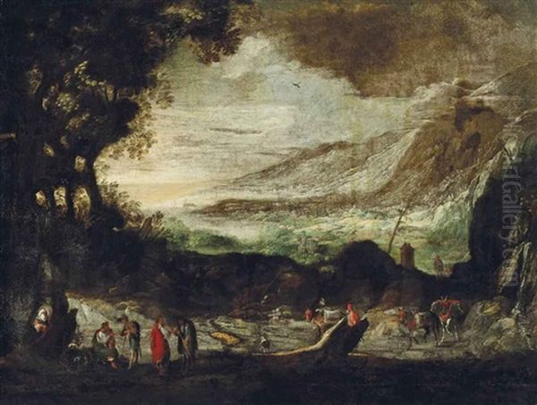 An Extensive Rocky Landscape With Travellers Conversing - view 1
