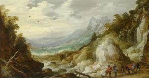 Weite Berglandschaft Mit Reisenden Im Vordergrund (collab. W/workshop) by Joos de Momper the Younger