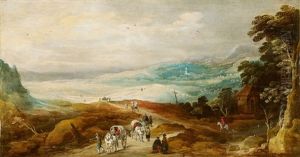 Wide Landscape With Travellers And Wagon by Joos de Momper the Younger
