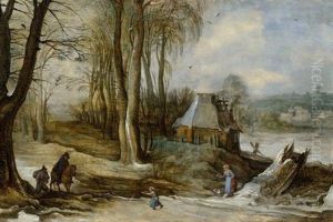 Winterlandschaft Mit Reiter Und Bauersleuten by Joos de Momper the Younger