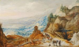Paysage Montagneux Anime De Cavaliers Sur La Route by Joos de Momper the Younger