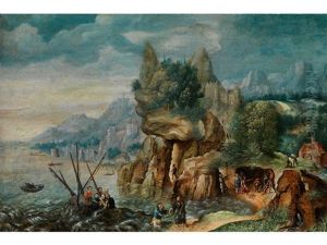 Felsige Landschaft Mit Biblischer Szenerie by Joos de Momper the Younger