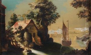 Paysage Avec Maison Et Bateau