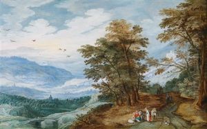 Eine Weite Landschaft Mit Reisenden