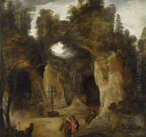 Grottenlandschaft Mit Einsiedlern
