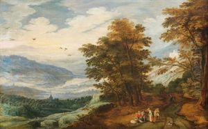 Chemin Borde De Grands Arbres Le Long D'une Vallee