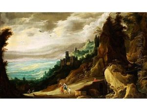 Felsige Gebirgslandschaft Mit Wanderern (collab. W/hans Jordaens Iii)