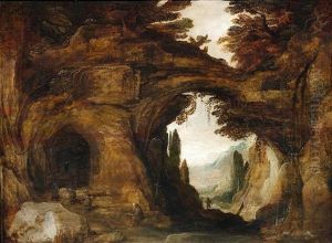 Grottenlandschaft Mit Einsiedlern